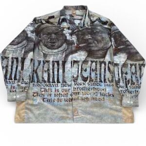Vintage Karl Kani Brotherhood Long-Sleeve Button Down Shirt Brown Size 5X